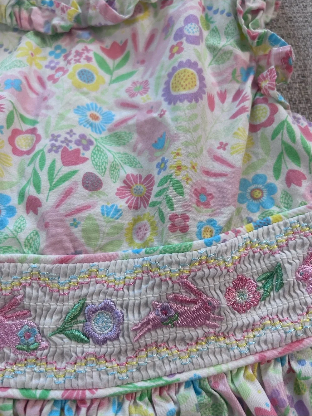 Bonnie Jean Girls Ruffle Sundress in Pastel Color Embroidered Waist    Size 6